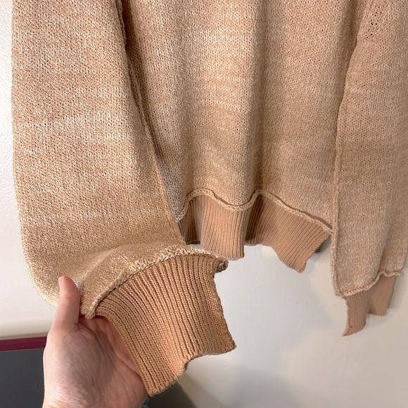 NWT Hem & Thread Cotton Blend Caramel Two Tone Preppy V-Neck Sweater Sz L - Picture 5 of 8